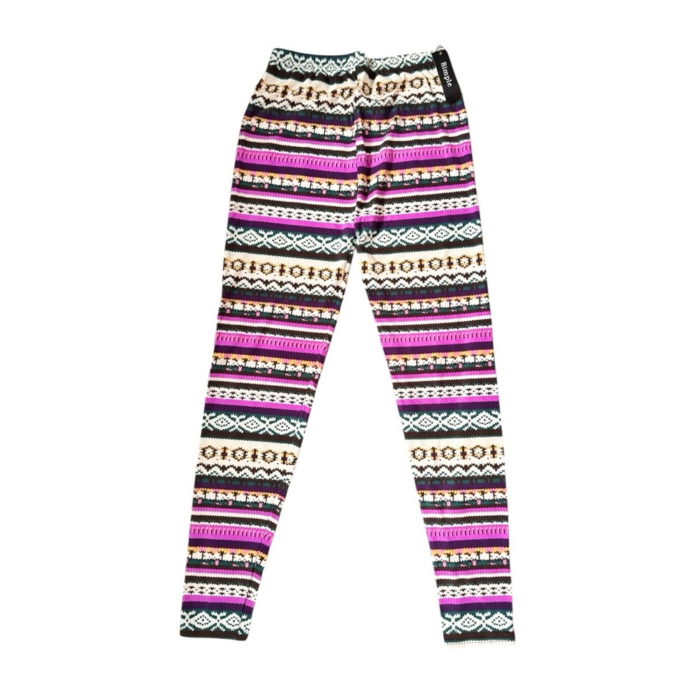 Women’s Colorful Patterned Faire Isle Leggings - Picture 7 of 7